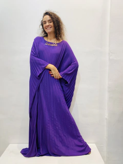 Vestido Plissado Longo Crepe Roxo - ALESSA