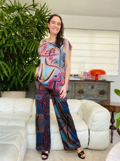 Camiseta Kaftan Cetim Paul Klee Rosa - comprar online