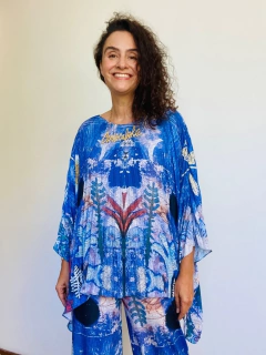 Camiseta Plissada Crepe Paul Klee Azul na internet