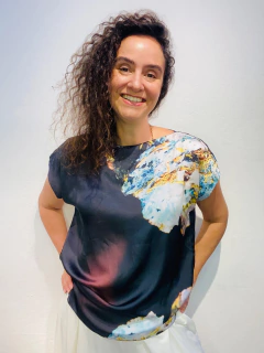 Camiseta Kaftan Cetim Stone Blue na internet