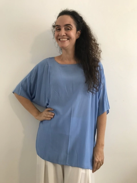 Camiseta Morcego Viscose Azul