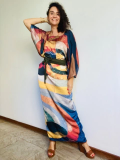Vestido Maxi Longo Cetim Aquarela - comprar online