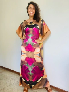 Vestido Maxi Longo Medio Cetim Orquídea Amarelo - buy online