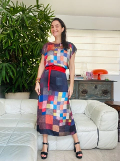 Vestido Amplo Cetim Paul Klee Colorido na internet