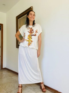 Vestido Kaftan Rolotê Jersey Castiçal Local Branco on internet