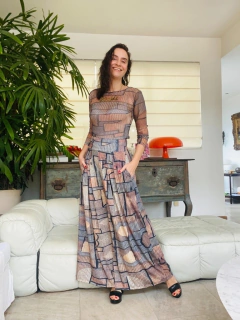 Calça Pantalona Jersey Paul Klee Cinza