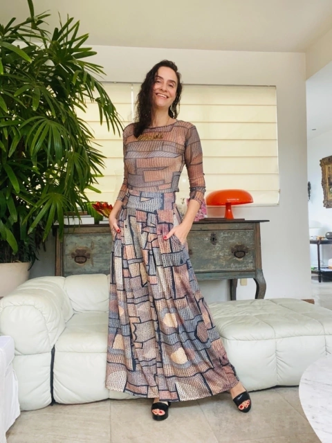 Calça Pantalona Jersey Paul Klee Cinza