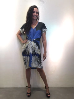 Vestido Torcido Jersey Hortênsia Azul