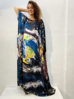 Vestido Maxi Longo Cetim Mundo na internet