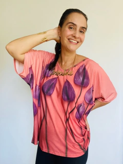 Camiseta Morcego Jersey Antúrio Rosa - comprar online