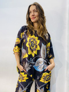 Camiseta Morcego Cetim Passaro Azul