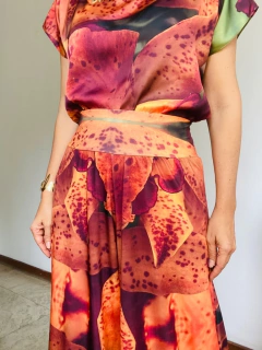 Calça Evasê Jersey Orquídea Laranja on internet