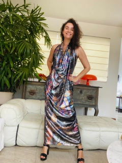 Vestido Maxi Gola Longo Paetê Roma Amor na internet