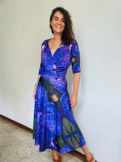 Vestido Sereia Evasê Curto Jersey Orquídea Roxo on internet