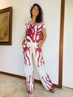 Calça Reta Jersey Coral - ALESSA