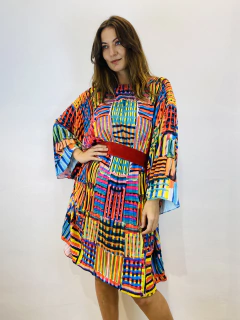 Vestido Maxi Curto Cetim Xadrez - loja online