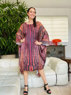 Vestido Maxi Curto Cetim Paul Klee Vermelho - ALESSA