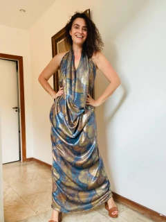 Vestido Regata Maxi Gola Paetê Plumas