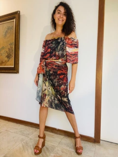 Lenço Chiffon 140x100cm Monet Vermelho