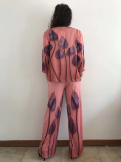 Blusa 3/4 Cetim Antúrio Rosa - ALESSA