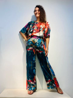 Calça Reta Jersey Joan Green na internet