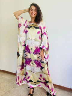 Image of Vestido Maxi Longo Cetim Orquidea Branco