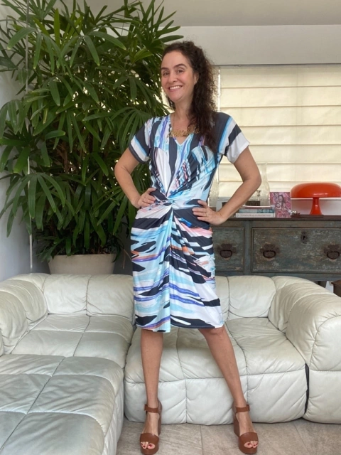 Vestido Torcido Jersey Ganesha Azul