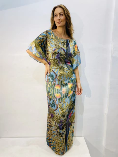 Vestido Asa Longo Cetim Arara Verde