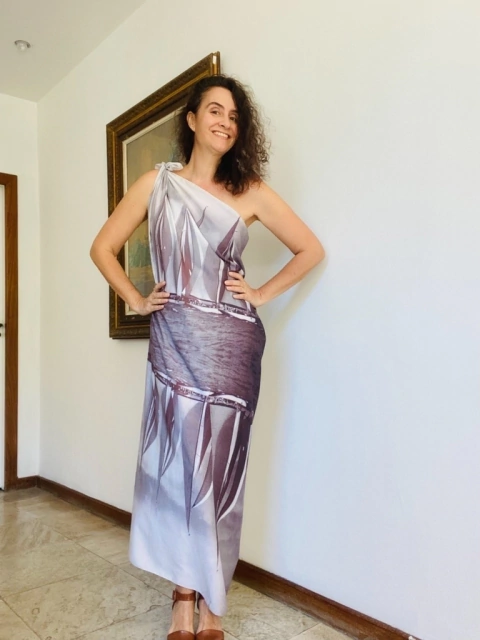 Vestido Ombro Só Crepe Náutico