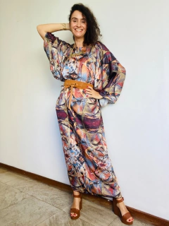 Vestido Maxi Longo Cetim Pop Brown