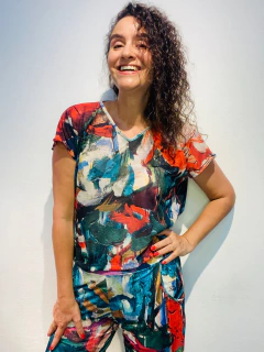 Camiseta Cropped Vual de Malha Joan Verde - comprar online