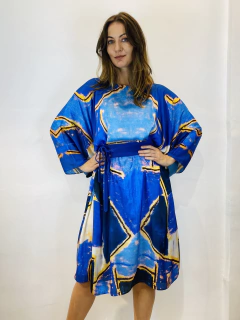 Vestido Maxi Curto Cetim Blue - ALESSA