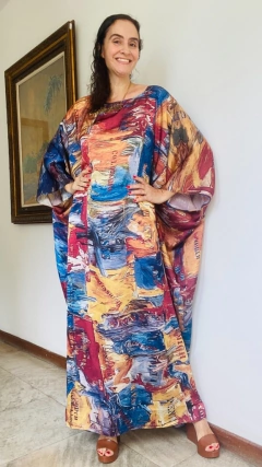 Vestido Maxi Longo Cetim Pop Paint - comprar online