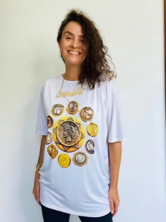 Camiseta Basica Jersey Moedas Branca na internet