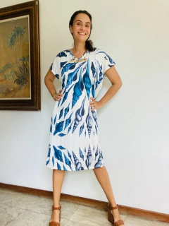 Vestido Kaftan Jersey Concha Azul - online store