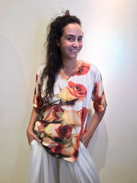 Camiseta Básica V Jersey Rosa Ocre