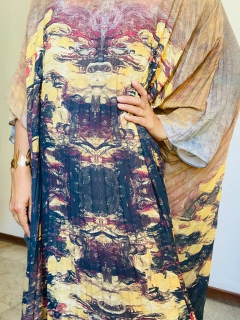 Vestido Plissado Longo Crepe Monet Amarelo - loja online