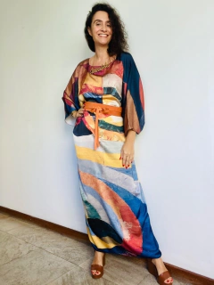 Vestido Maxi Longo Cetim Aquarela na internet