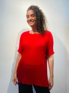 Camiseta Plissada Chiffon Vermelha - ALESSA