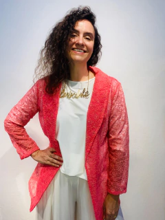 Blazer Organza Bordado Rosa