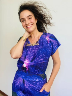 Camiseta Kaftan V Jersey Orquídea Roxo