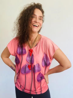 Camiseta Kaftan Jersey Antúrio Rosa