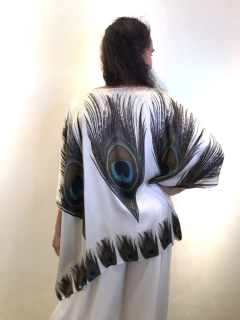 Camiseta Máxi Seda Pavão Branco - buy online