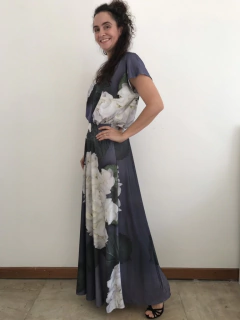 Saia Longa Evasê Jersey Hortênsia Cinza on internet