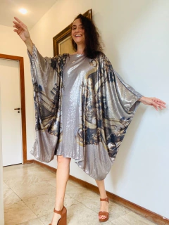 Vestido Maxi Curto Paetê Espelho na internet