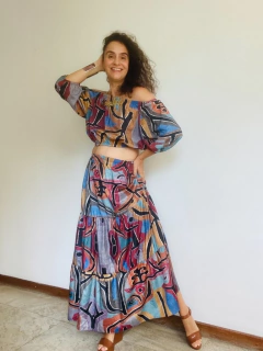 Saia Babados Longa Tafetá Paul Klee Rosa - buy online