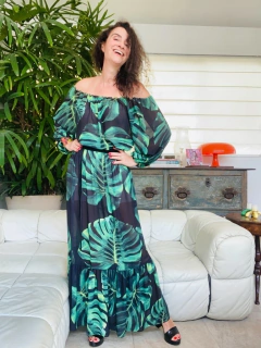 Vestido Cigana Babado Longo Chiffon Costela Adão on internet