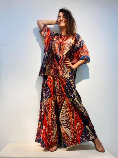 Calça Evasê Jersey Leques na internet