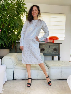 Vestido Basico Mg Lg Branco Losangos - buy online