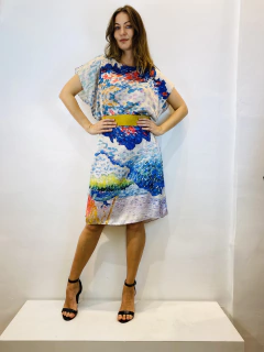 Image of Vestido Kaftan Cetim Mar